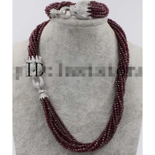 Beautiful 10rows red garnet round faceted 4mm necklace bracelet 20"8" wholesale beads