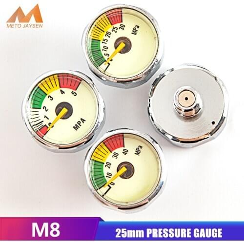 25mm M8x1 1 Inch High Pressure Gauge Air Mini Manometre PCP Paintball Pump Scuba Diving Valve Gauge 5mpa 30mpa 40mpa