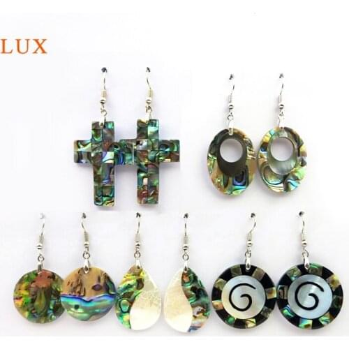 Fashion Natural Abalone Shell Earrings Round Oval Cross Shape Shell Pendants Jewelry Shell Pendants For Women Lady Finding