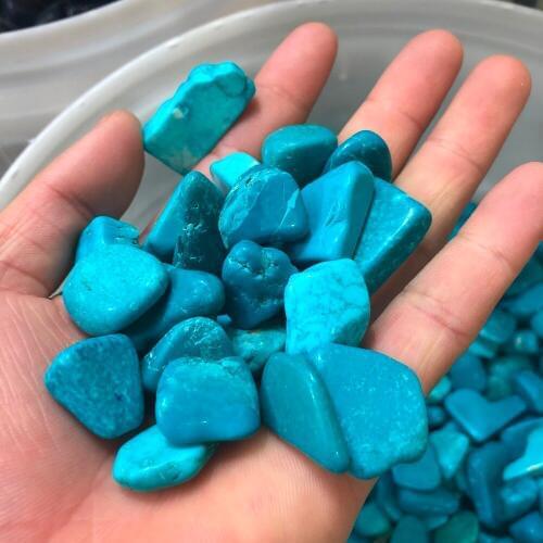 Natural turquoise semiprecious stone rubble can be treated