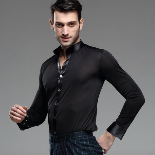 Mens Dance Shirt Long Sleeved Shirt Male Adult Modern Dance Suit Fashion Latin Dance Costume Rumba Samba Dance Clothes B-4230