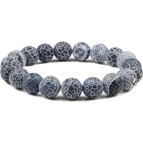 Men Bracelets Natural Healing Weathered Stone Distance Bracelet 10mm Beaded Elastic Charm Bangle for Women Friend Gifts Jewelry