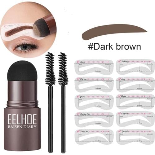 EyeBrow Stamp Shaping Kit One Step Eyebrow Stencils Waterproof Long Lasting Brow Powder Gel Brow Stamp Kit Eyebrow Brushes