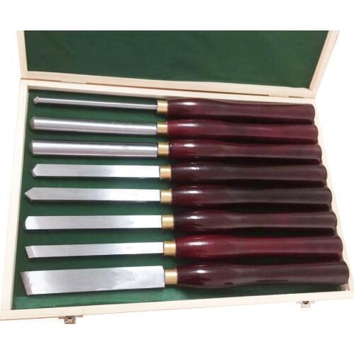 8pcs/set HSS Woodworking Turning Tool set HSS Lathe Chisel Set High Speed Steel Semicircle Knife Hand-held Wooden Turning Tool
