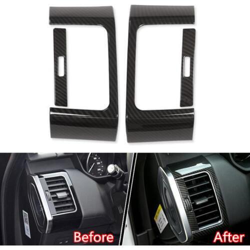 YAQUICKA Carbon Fiber Style Car Front Side Air Outlet Vent Frame Trim Sticker For Land Rover Range Rover Sport 2014-2017