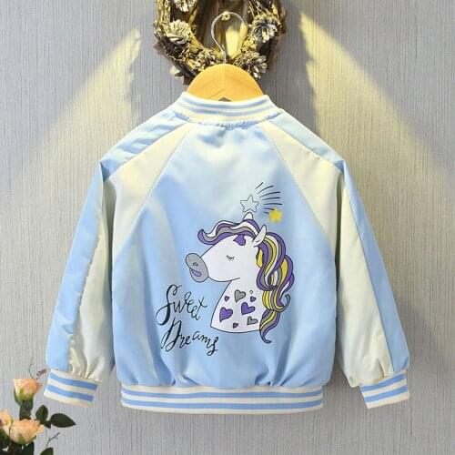 2-10 Years Unicorn Girls Coat 2021 New Spring Autumn Windbreaker Jacket For Girl Kids Birthday Present Children Outerwear