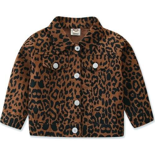 Pudcoco 1-6 Years Little Girls Fashion Leopard Print Cardigan Lapel Long Sleeve Button Casual Coat, Daily Life and Vacation