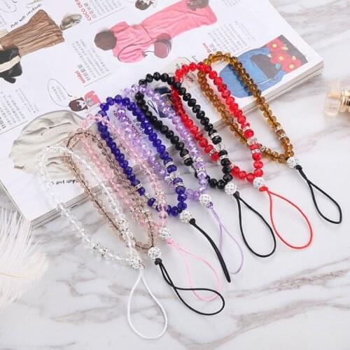 Luxury Colorful Shiny crystal bead Mobile Phone Chain Cellphone Strap Anti-lost straps Lanyard For Women Summer Jewelry