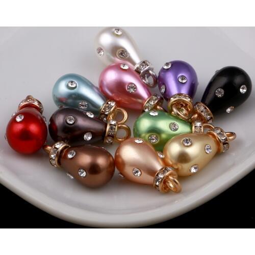 10x20mm Water Drop Imitation Pearl Buttons For Clothing Sewing Pearl Button Jewelry Pendant Shank Buttons Garments Diy supplies