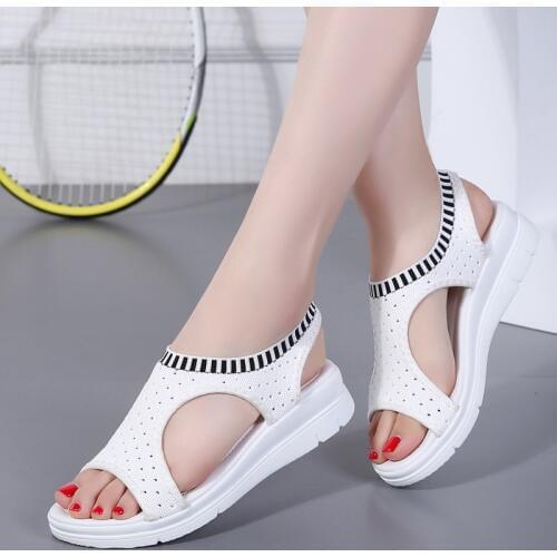 Size 35-42 Knitting Platform Wedge Sandals Women Summer Shoes Woman Casual Comfort Sport Sandals Women Slip On Flat Sandals