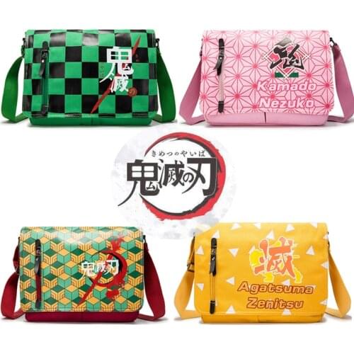 Anime Demon Slayer: Kimetsu no Yaiba Tomioka Giyuu School Bags Shoulder Bag Cartoon Cute Messenger Bag Fashion Canvas Haversack