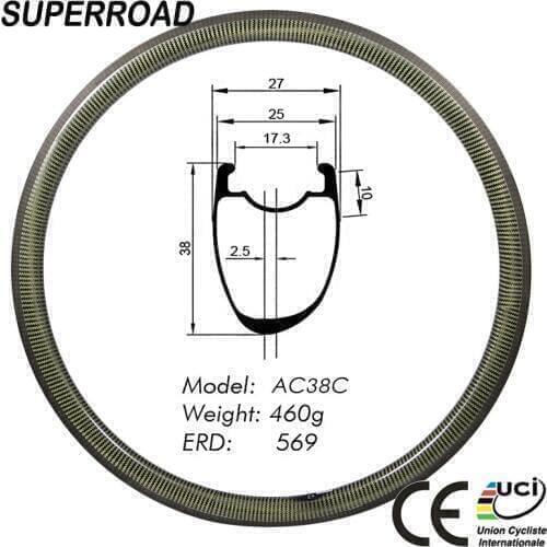 Special Price 27mm Wide 38mm Deep Carbon Offset Tubeless Rims Asymmetric Bike Rims 700C