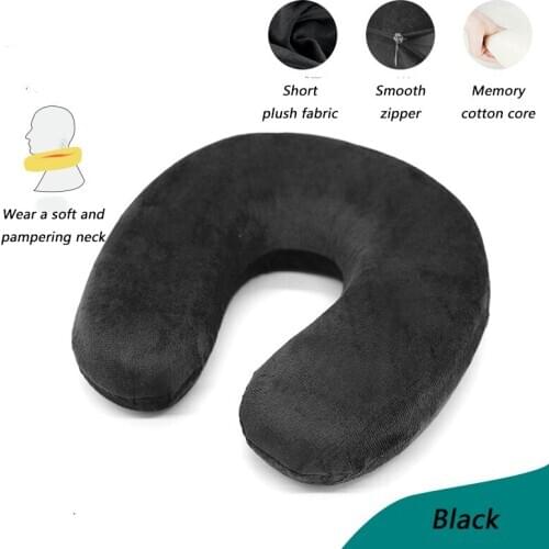 U Shaped Travel Neck Pillow Slow Rebound Memory Foam Soild Cervical Pillow Car Flight Train Head Rest Support Airplane Travel
