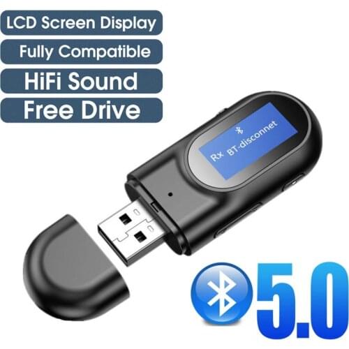 USB Bluetooth-compatible 5.0 Receiver Transmitter Audio Adapter For Car PC TV HD HiFi Receptor Wireless Adapter LCD 3.5MM AUX