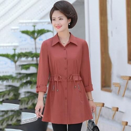 Large size 6XL mid-length windbreaker jacket 2021 spring summer new 9-point sleeve modal cotton womens Draw back windbreaker100