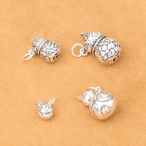 S925 Sterling Silver Jewelry Thai Diy Crystal Accessories Large, Medium And Small Lotus Gourd Bracelet Pendant Wholesale Batch