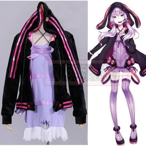 Yuzuki Yukari Cosplay Uniform Jacket Coat + Dress Women Girls Halloween Costumes