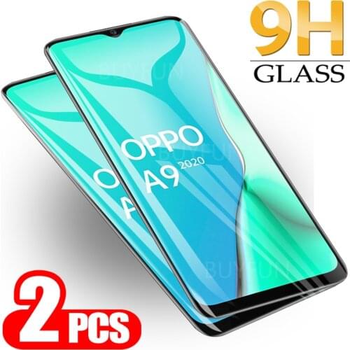 2PCS Safety Glass For Oppo A9 A5 2020 Screen Protector On For oppo a9 a5 2020 Transparent screen Protective Tempered Glass 9H