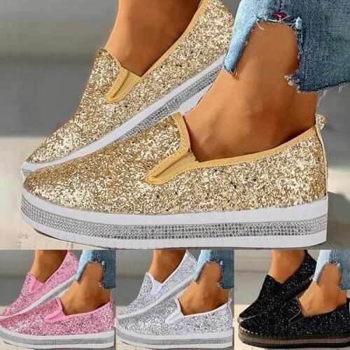 2021 New Women Crystal Sneakers Spring Autumn Casual Zipper Flat Shoes women Non-slip Breathable Outdoor Vulcanized Shoes woman