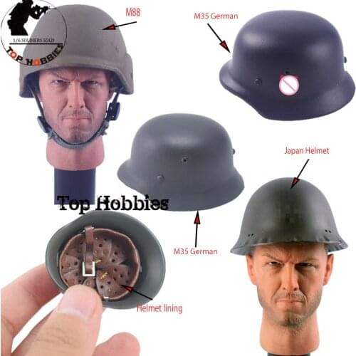 1/6 Scale Action Figure Accessory WWII Military Geman Japan Soldier Helmet Cover Lining Leather Fit 12 Inch Soldier Headsculpt