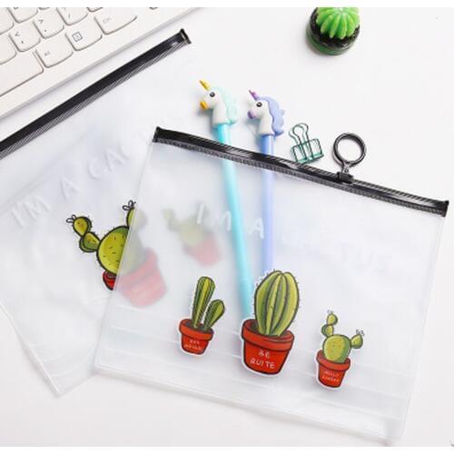 1pcs Cactus File Bag Novelty Stationery Pencil Pouch High Capacity Stationery Organizer Kawaii File Package Office Supplies