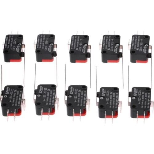 10pcs V-153-1C25 Limit Switches Long Straight Hinge Lever Type SPDT Micro Switch