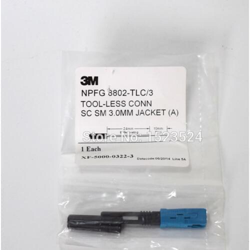 100pcs/lot 3M 8802 SC SM Fast Connector/FTTH Fast Connector 3M NPFG 8802-TLC/3 SC/UPC 3.0mm fiber fast connector