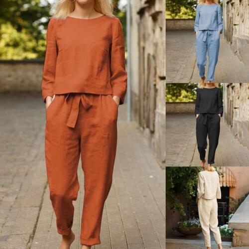 2pcs/Set Solid Color Outfits Women Pant Suits Casual Long Sleeve Top Pullovers Drawstring Pants Two Piece Set Women Tracksuits