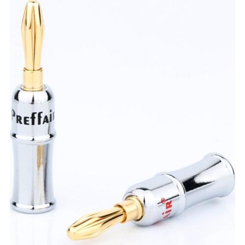 Preffair BA1462 Chrome Plated Cover banana 24K Gold Plated Nakamichi Banana Plug Connector 4pieces per lot