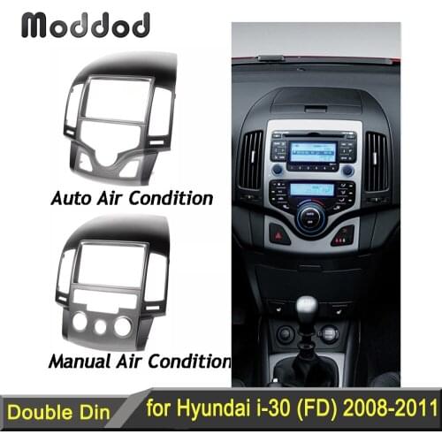 Car Double din Fascia for 2009 HYUNDAI i-30 MANUAL AC KOREAN Left Hand Drive Dash Kit Audio Panel Dashboard Frame DVD GPS Bezel