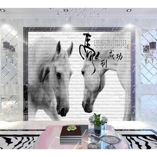 Free Shipping Custom 3D Photo Wall Horse To Success Hand-Painted Continental Background Wall Office Meeting Room Wallpaper