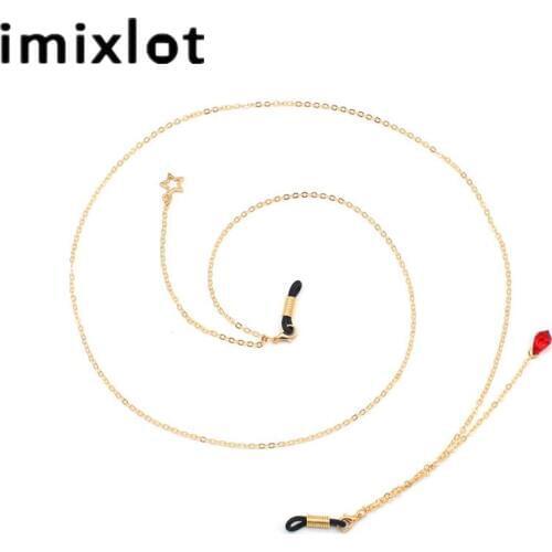 Imixlot New Fashion Crystal Beads Moon Star Pendant Glasses Chain for Women Girls Non Slip Eyeglass Lanyard Hold Strap Neck