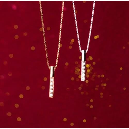 Modian Radiant Zircon Rose Gold Color Geometric Short Stick Sterling Silver 925 Pendant Necklace for Women Fine Jewelry 2020 New
