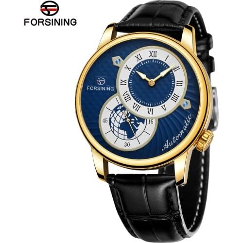 Forsining Mens Watches Dual Dial Automatic Mechanical Wristwatches Fashion Waterproof Sports Man Relogio Masculi Watch Clock
