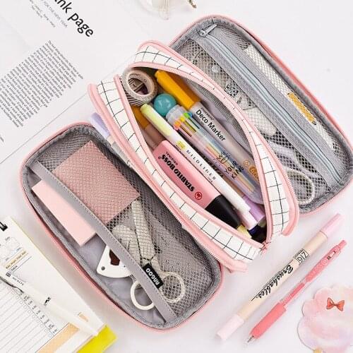 Large Capacity Pencil Case Canvas Pencilcase School Office Pen Case Supplies Pencil Bag School Box gift Pencil Pouch Stationery