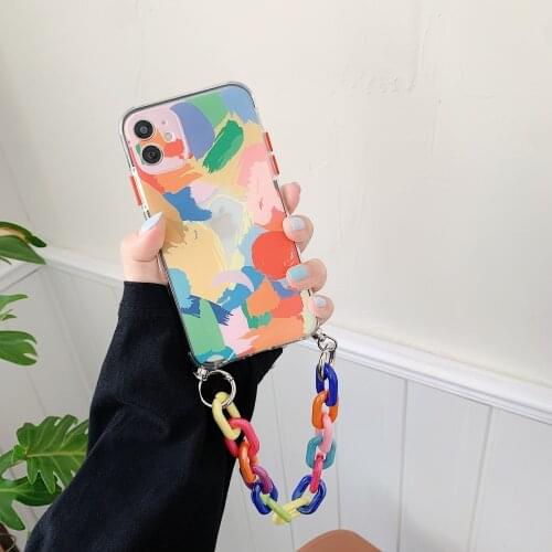 Graffiti Bracelet Phone Cases for iphone 12 Pro Max 12mini 11 pro max X XS XR 7 8 Plus SE 2020 Colorful Chain Soft Back Cover