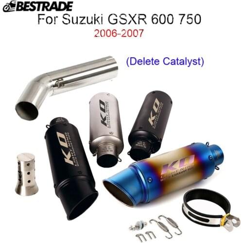 For Suzuki GSXR600 750 2006-2007 Motorcycle Exhaust System Middle Link Connect Pipe Tail Tips Silencer Tube Stainless Steel
