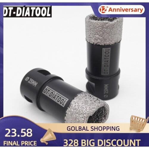 DT-DIATOOL 2pcs M14 Dia 25mm Dry Vacuum Brazed Diamond Drill Core Bits Ceramic Tile Hole Saw Granite Marble Stone Drilling Bits