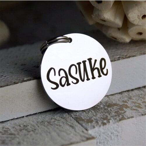 Personalized Collar Pet ID Tag Keychain Round Stainless Steel Laser Engraved Name for Cat Puppy Dog Pendant Keyring Accessories