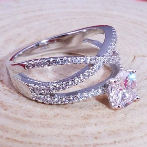 CAOSHI Gorgeous Twist Cross Cubic Zirconia Line Rings for Women Wedding Engagement Jewelry High Quality Accessory Daily Wear