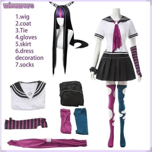 Anime Cosply DanganRonpa 2 Goodbye Despair Ibuki Mioda Cosplay Costumes Wig Jk Uniform School Skirt Suit Halloween for Women