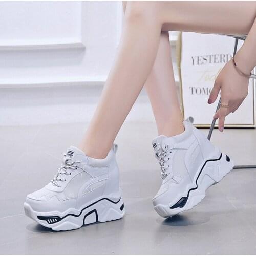 Hidden Heels Wedge Platform Sneakers Women Casual Lace Up Thick Bottom Walking Shoes Woman Non Slip Yellow Sneakers Mujer