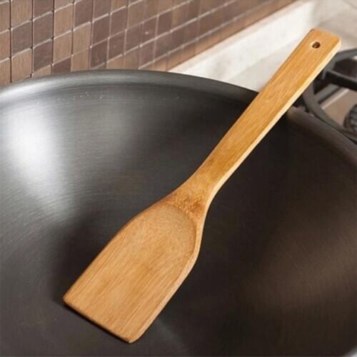Bamboo Wood Turners Kitchen Spatula Slotted Non-Stick Heat Resistant Cooking Spoon Baking Tools 30CM
