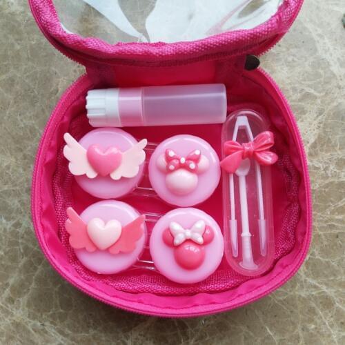 LIUSVENTINA 2018 New DIY Resin Cute Flying Love Bowknot Contact Lens Case Bag Container for Color Lenses Gift for Girl