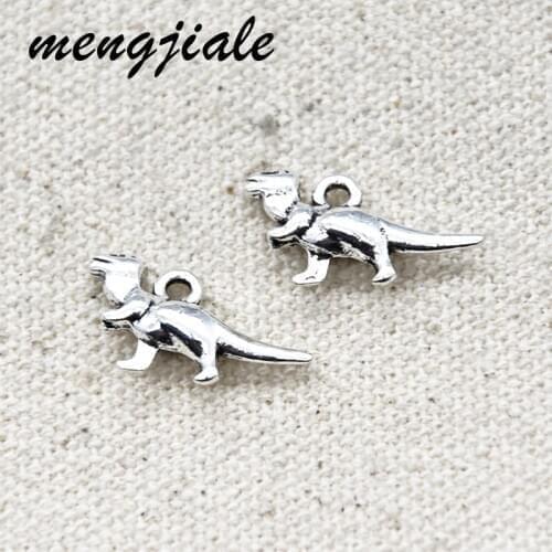 MENGJIALE 30pcs/lot Tibetan Silver Plated Charms dinosaur t-rex Pendants Antique Jewelry Making DIY Handmade Making 20x16mm