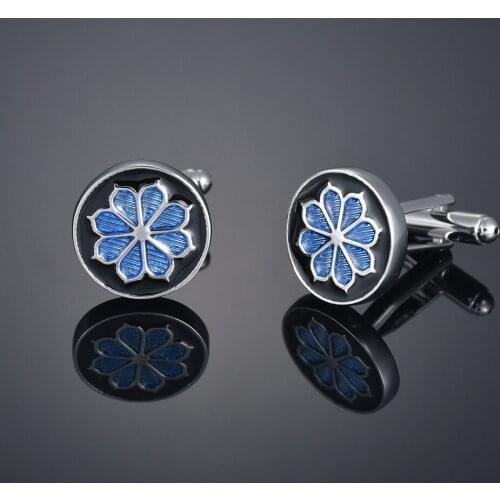 Fashion Blue Flower Cufflinks French long sleeve shirt Cufflinks