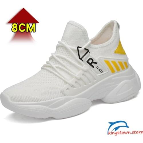 Men Elevator Shoes Height Increase Shoes for Men Casual Height Increase White Shoes Black Shoes 6-8 CM Plus Size Women 36-44
