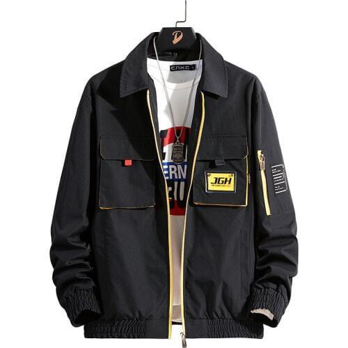 Japanese streetwear masculine oversized vintage bomber jacket windbreakers mens autumn casual loose tooling work jackets coats
