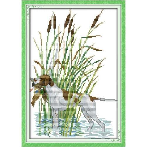 Foraging in water cross stitch kit 14ct 11ct pre stamped canvas embroidery DIY handmade needlework