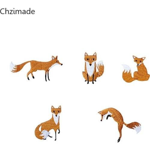Lychee Life Cute Fox Embroidered Patches For Clothes Bags Applique Embroidery Patches Iron On Patch Diy Sewing Crafts